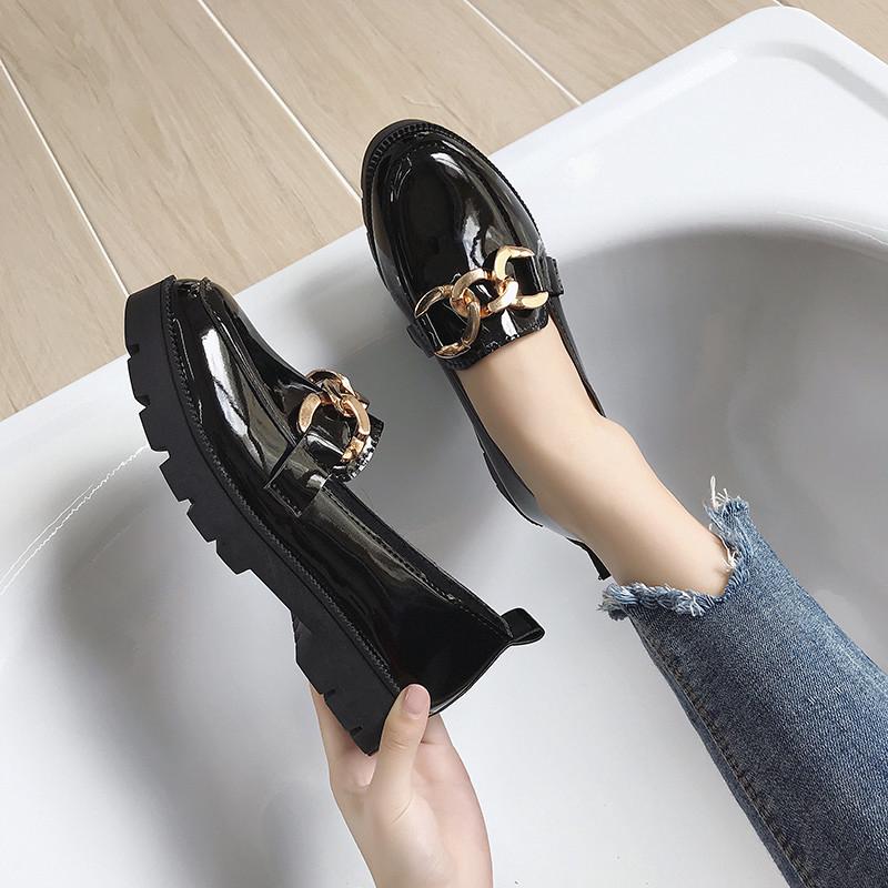 ❉♈Giày Da Đế Dày Thời Trang Anh Quốc Cho Nữ Size 35-46 41 42