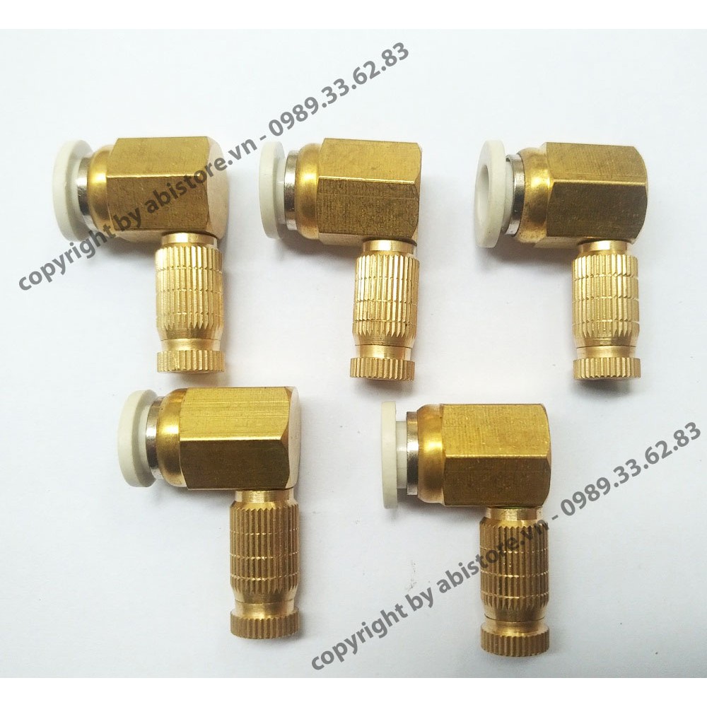 COMBO 5 BÉC PHUN SƯƠNG CÚT GÓC NỐI ỐNG 8MM BẰNG ĐỒNG CAO CẤP
