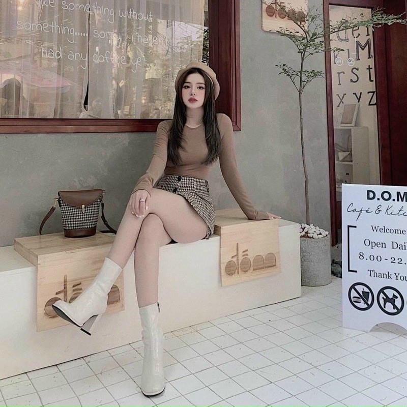 Set áo thun tăm+ chân giả váy dạ dãn  [HOT NHẤT] chất siêu xịn