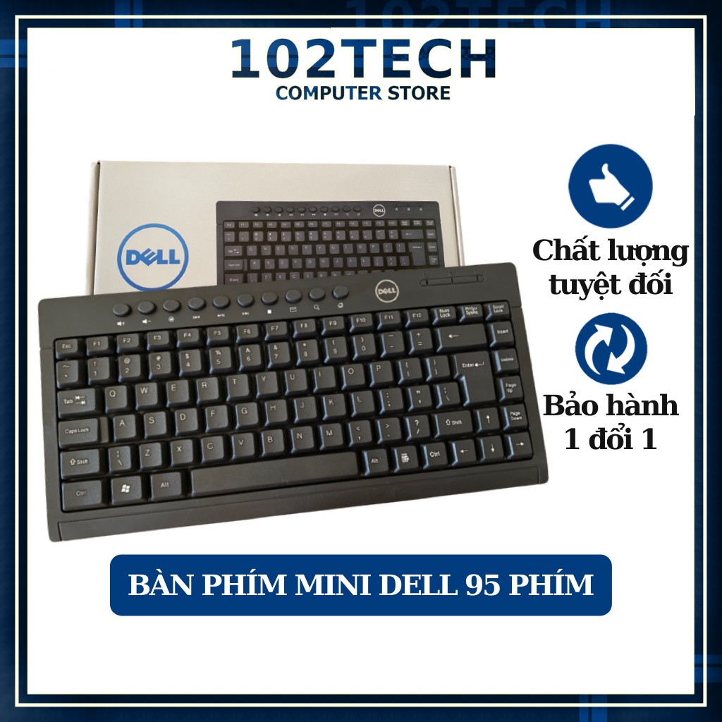 Bàn phím máy tính mini Dell chính hãng, phím gõ êm và nhạy, nhỏ gọn tiện lợi, phù hợp văn phòng và học tập