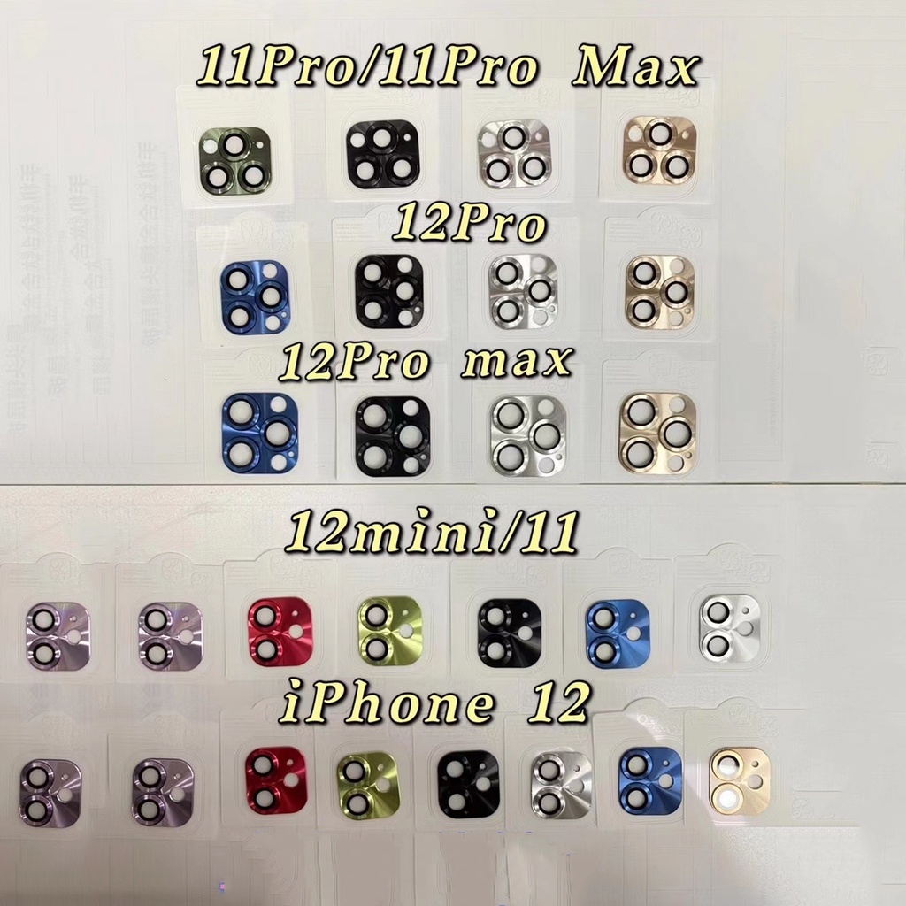 Miếng dán cường lực 9H khung kim loại cho camera Cho iPhone 13 Pro Max 13 Mini 11 Pro Max 11 12 Pro Max 12mini