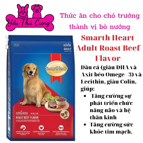 Thức Ăn Cho Chó Hạt Smartheart Adult 400g Vị Bò Dành Cho Chó Con Chó Lớn -YÊU THÚ CƯNG