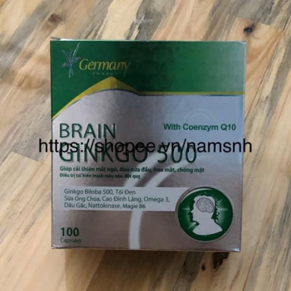 BRAIN Ginkgo 500 Giúp hoạt huyết, tăng cường lưu thông máu hộp 100 viên chính hãng