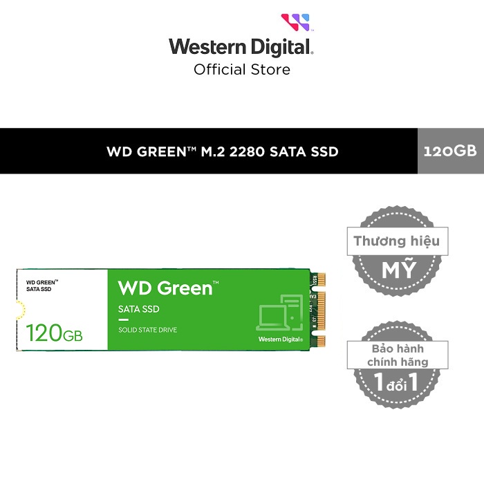 Ổ cứng SSD Western Digital green M.2 2280 Sata III 120GB WDS120G3G0B - New version 2022