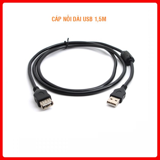 Dây cáp nối dài USB 2.0 1,5m chống nhiễu (1 đầu đực, 1 đầu cái)