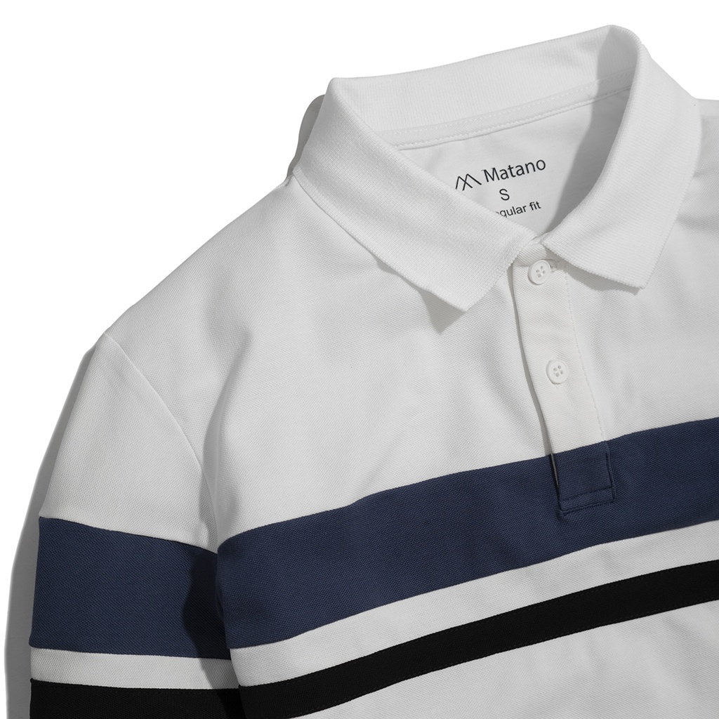 Áo thun polo nam trắng có cổ đẹp MATANO - Áo phông polo nam cổ trụ vải cá sấu cotton hàng hiệu phối màu lịch lãm PO042 | BigBuy360 - bigbuy360.vn