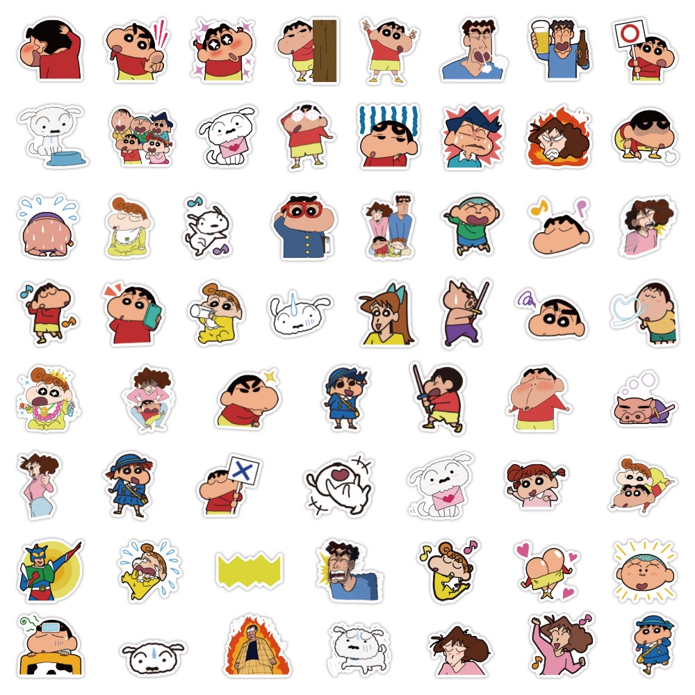 Bộ 60 Miếng Dán Trang Trí Vali/Máy Tính/Điện Thoại/Tủ Lạnh Họa Tiết Hoạt Hình Crayon Shin-Chan Nhật Bản