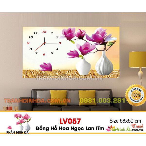 Tranh Đính Đá Hoa Ngọc Lan Tím LV058