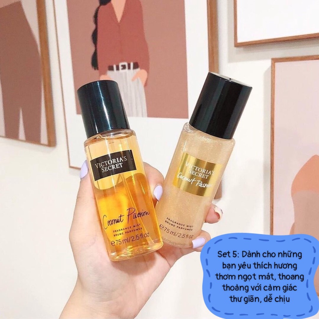 Cặp 2 chai Xịt thơm toàn thân Victoria's 75ml mỗi chai  LOẠI NÀY TINH CHẤT CÔ ĐẶC SIÊU THƠM