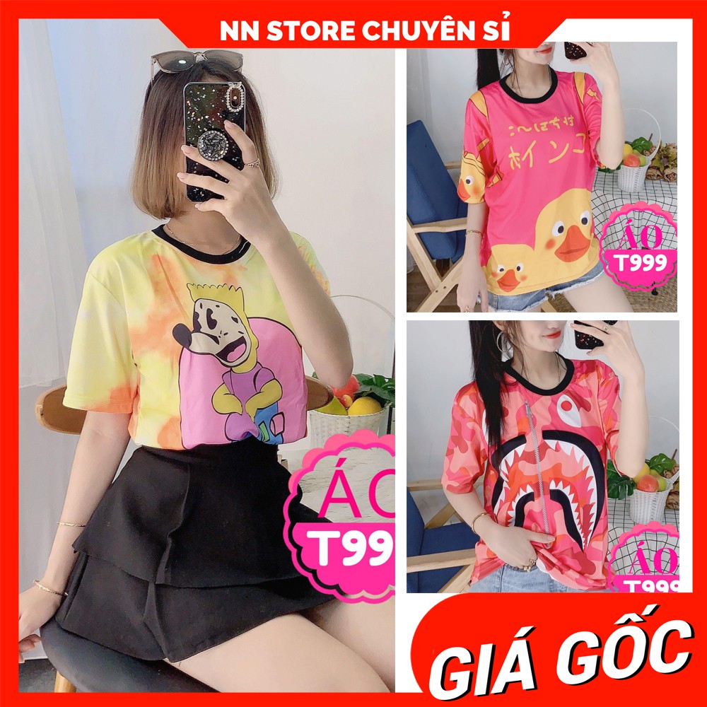 Áo nữ chất thun mềm mịn siêu mát lạnh in hình hoạt hình dễ thương T999
