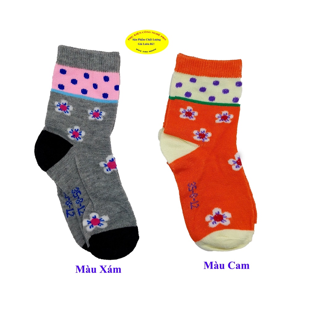 Tất vớ cho trẻ từ 8 tuổi đến 12 tuổi In hình hoa mai nhụy đỏ Chất liệu thun cotton co giãn, dày êm, Bảo vệ đôi chân