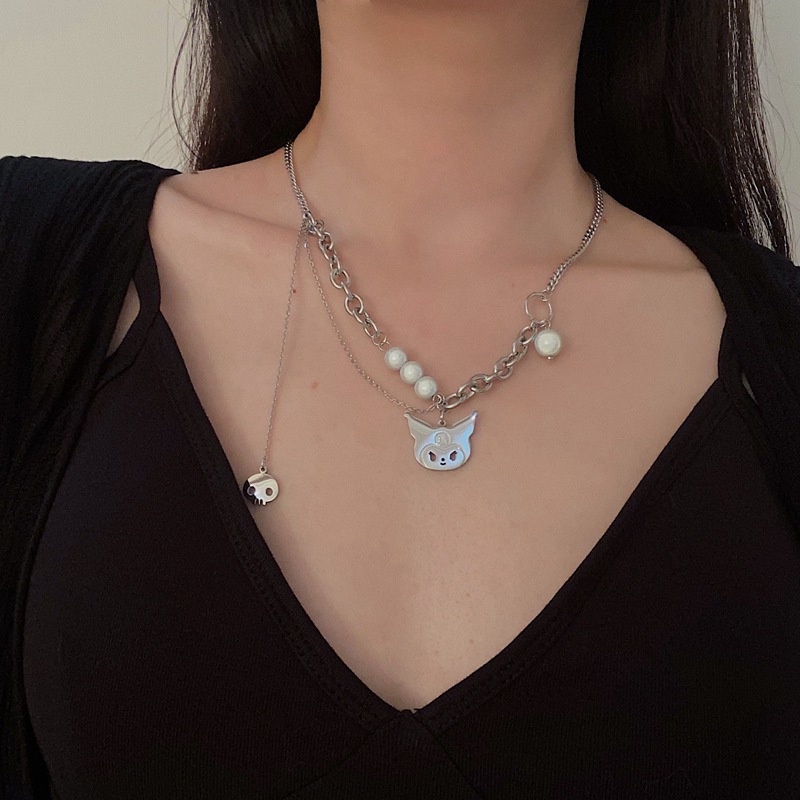Vòng cổ hợp kim mặt ngọc trai nhân vật hoạt hình Kuromi