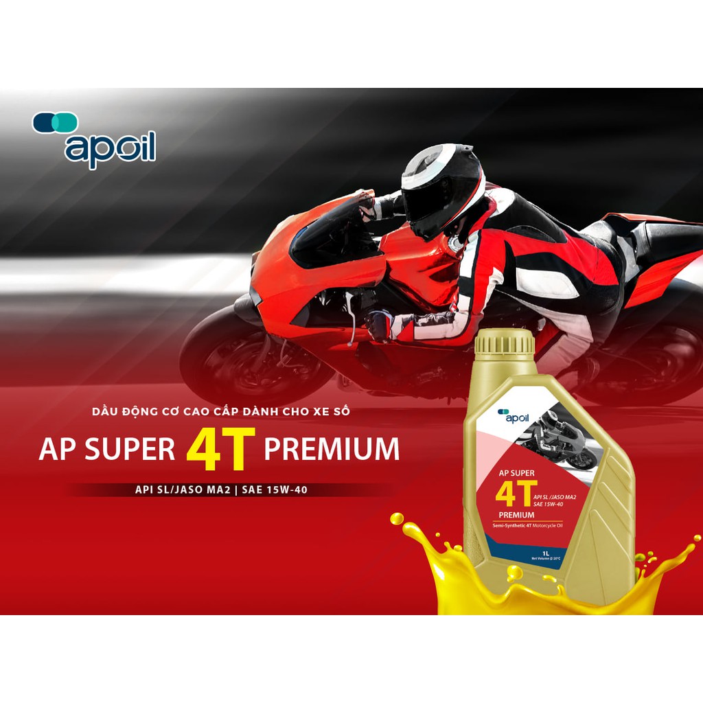 Dầu nhớt xe số AP Super 4T Premium - 15W40_Dung tích 0.8L và 1L