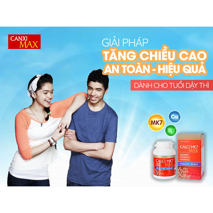 Calci MK7 Max – Bổ sung canxi hữu cơ phát triển chiều cao tối đa cho tuổi dậy thì (60 viên)