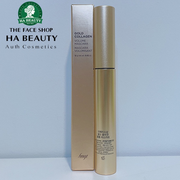 Mascara dưỡng ẩm dày và cong mi chống nước chống lem lâu trôi The Face Shop Gold Collagen Volume Mascara 12g