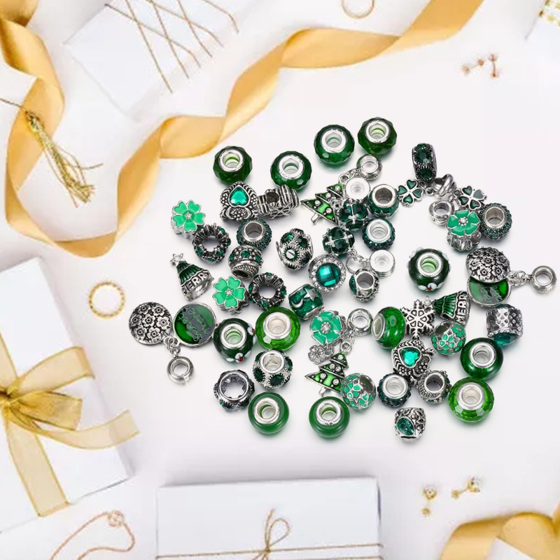 Bộ 50 Hạt Xỏ Lỗ Lớn Bằng Kim Loại Phong Cách Châu Âu Dùng Làm Trang Sức DIY