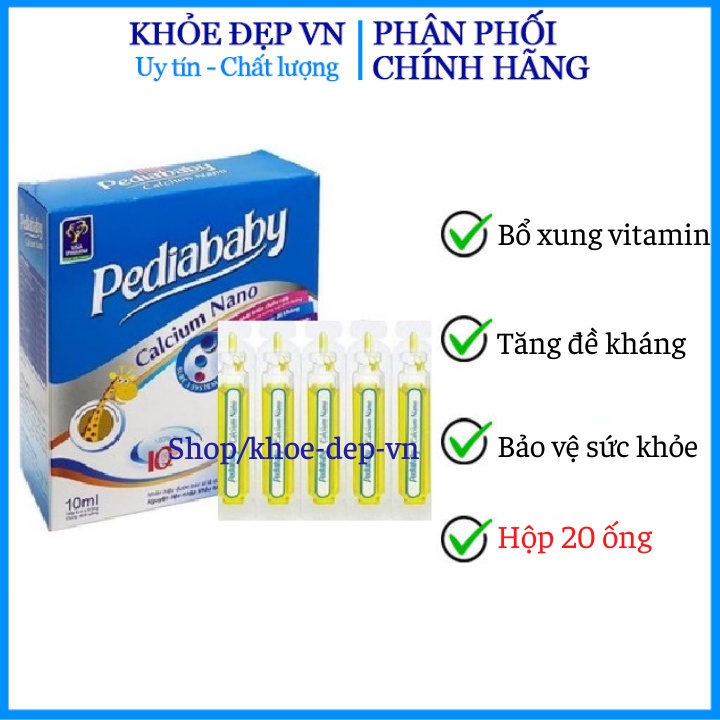 Siro PEDIABABY bổ sung calci cho trẻ, cải thiện tình trạng còi xương ở bé – Hộp 20 ống