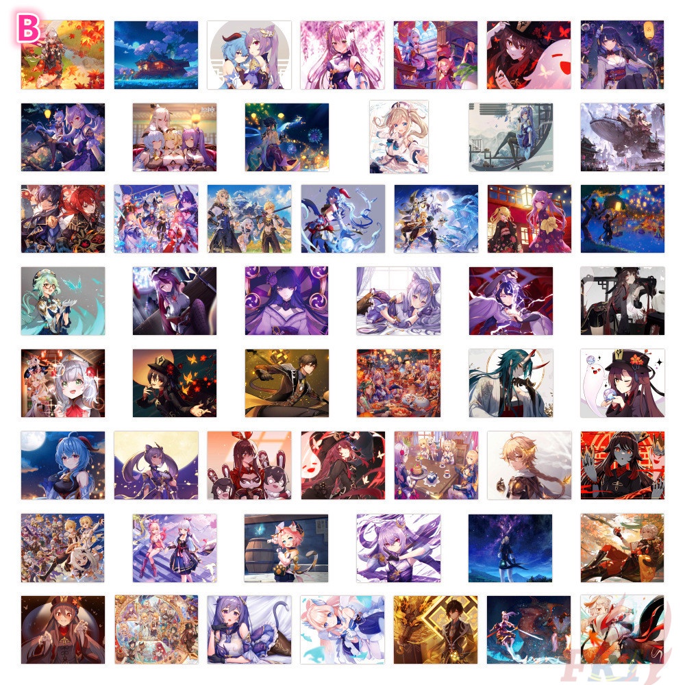 50 Cái / Bộ ☆ Áp Phích Dán Áp Phích Mini Genshin Impact ☆ Miếng Dán Đề Can Chống Thấm Nước Thời Trang Tự Làm