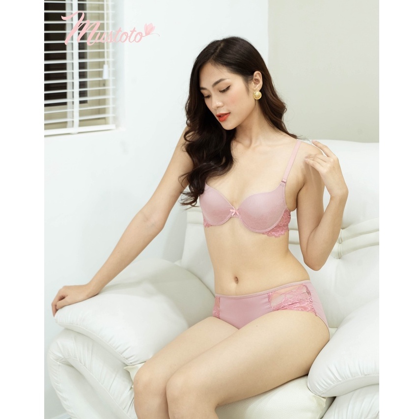 Áo Lót Mút Dày Vừa 2,5cm Có Gọng Nâng Ngực Ren Phối Lưới Sharry Hồng Đất