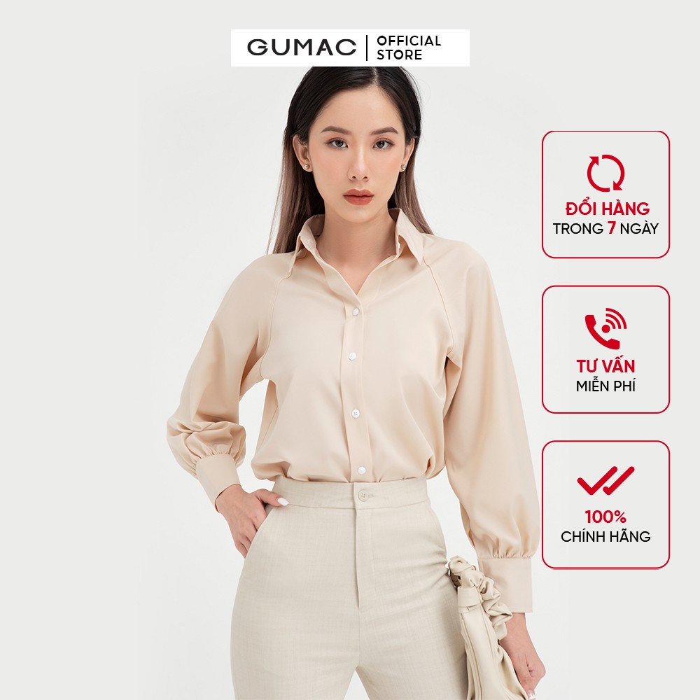 [Mã WABRGM11 giảm 10% đơn 250K] Áo sơ mi nữ tay raglan GUMAC đồ công sở thanh lịch AB413 | BigBuy360 - bigbuy360.vn