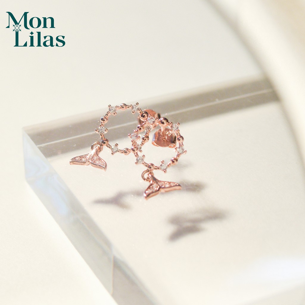 Khuyên Tai Bạc Mon Lilas Mặt Đuôi Cá Đính Đá Độc Đáo K0420003