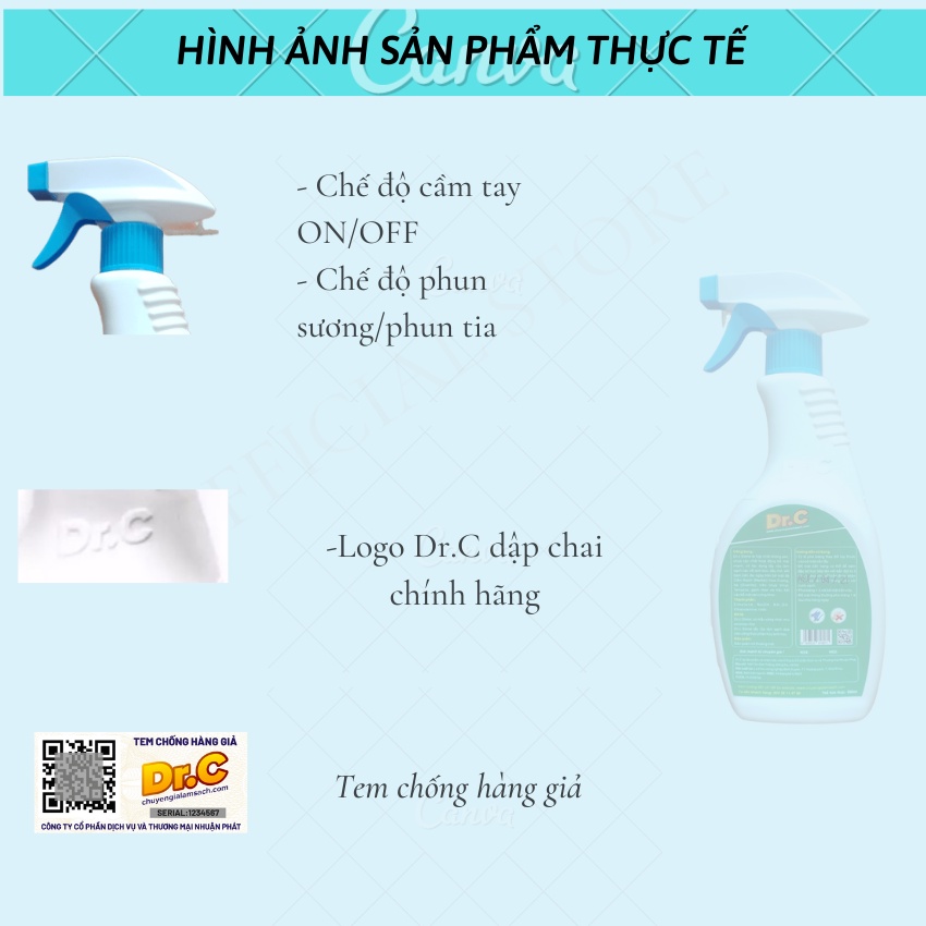 Làm sạch và bảo dưỡng bàn đá, sàn đá , tường sơn, bề mặt sơn bẩn Dr. C STONE, Chính hãng, chai 500 ml