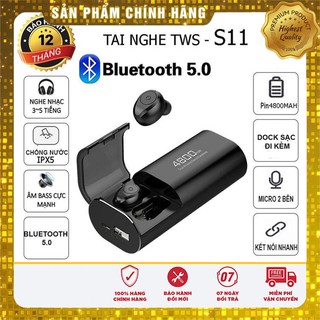 [❤️FREE SHIP❤️] TAI NGHE S11 TWS BLUETOOTH 5.0 CHÍNH HÃNG CHỐNG NƯỚC IPX5 KIÊM PIN SẠC DỰ PHÒNG 4800MAH [❤️BH 12THÁNG❤️]