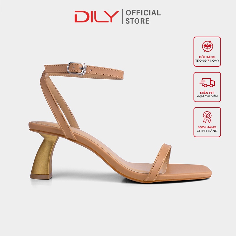 Giày Sandal DILY Phối Dây Mảnh Gót Hình Học Cao 5cm_AA0260