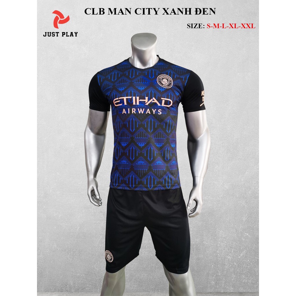 Bộ quần áo bóng đá CLB Man City đen sân khách 2021
