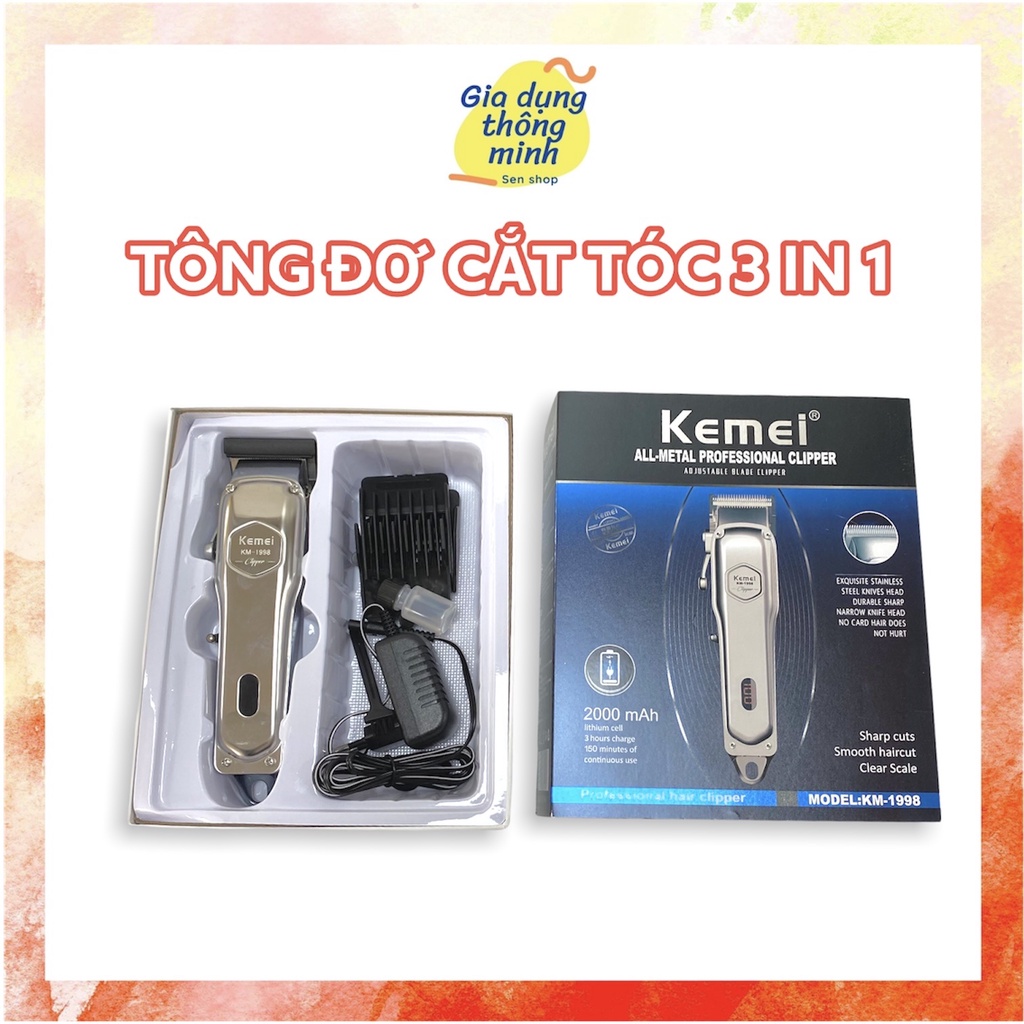 Tông Đơ Cắt Tóc Kemei 1407, KM-1998, KM-809A Dùng Pin Sạc