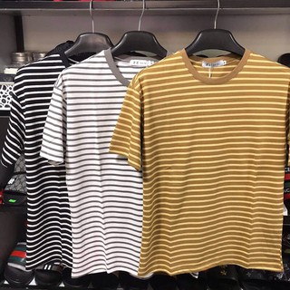 [Ảnh thật]Áo phông nam nữ sọc kẻ ngang siêu hot, Áo cộc tay Unisex cổ tròn, form rộng - bearshop