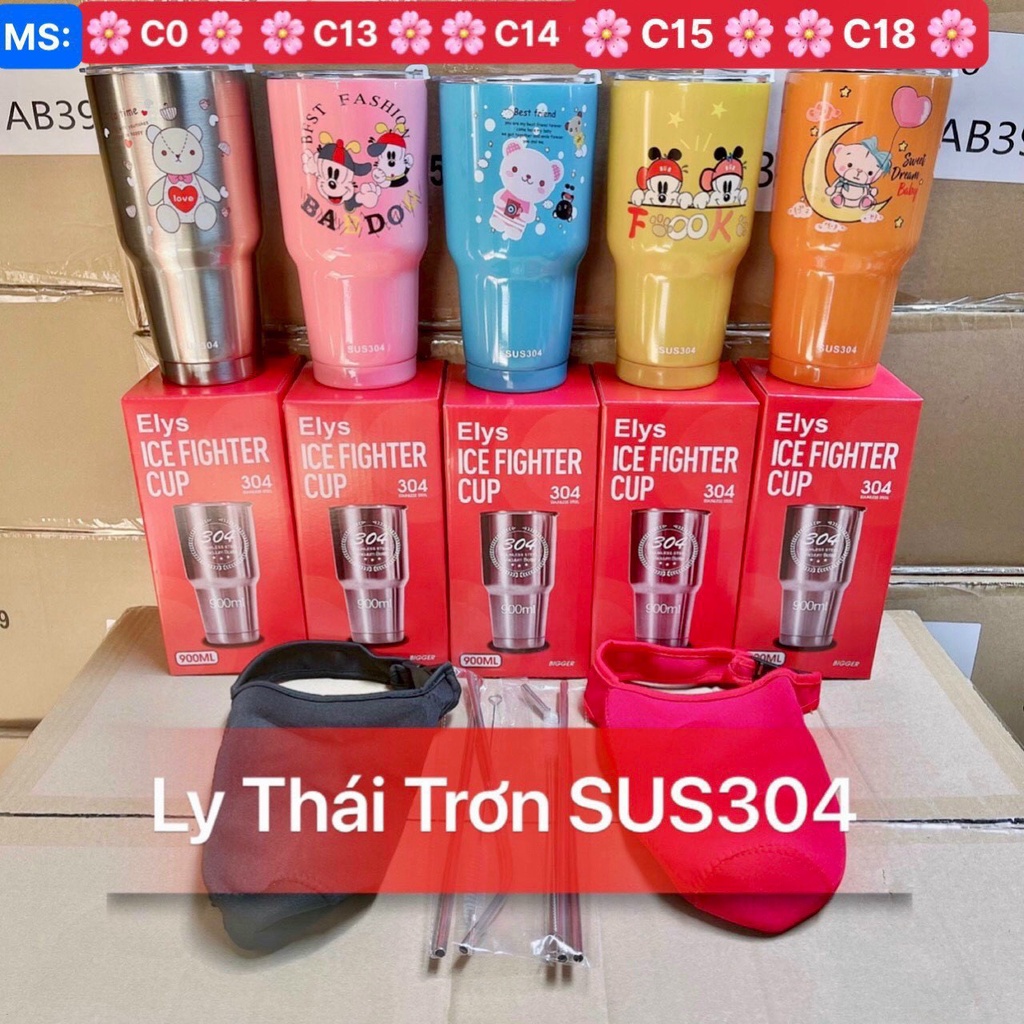 Ly Giữ Nhiệt Kèm Túi Ống Hút Hàng Thái Xịn Xò Inox 304 Dung Tích 900ml Nhiều Mẫu Mã