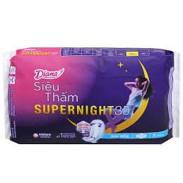 Băng Vệ Sinh Ban Đêm Diana Super Night Chống Tràn Có Cánh 3 Miếng 35cm