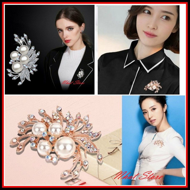 Cài áo hình hoa đính đá lấp lánh Thời trang Hàn Quốc - Cài áo CA23