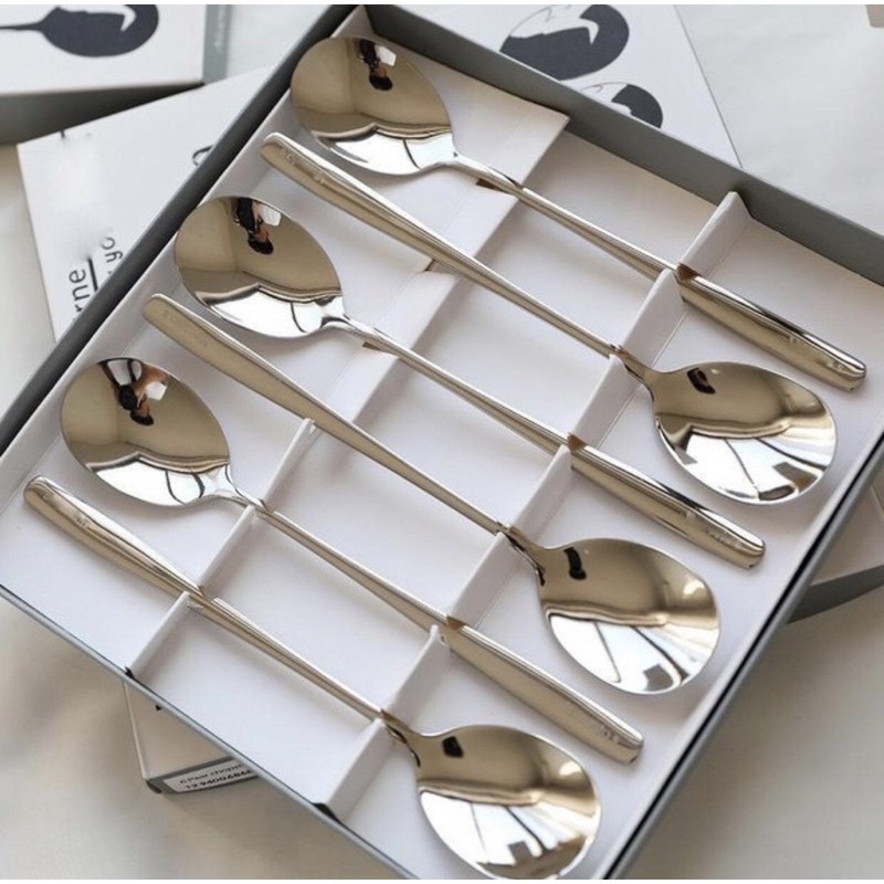 Bộ Thìa Inox 6 Cái Dày Dặn Sáng Bóng Bền Đẹp