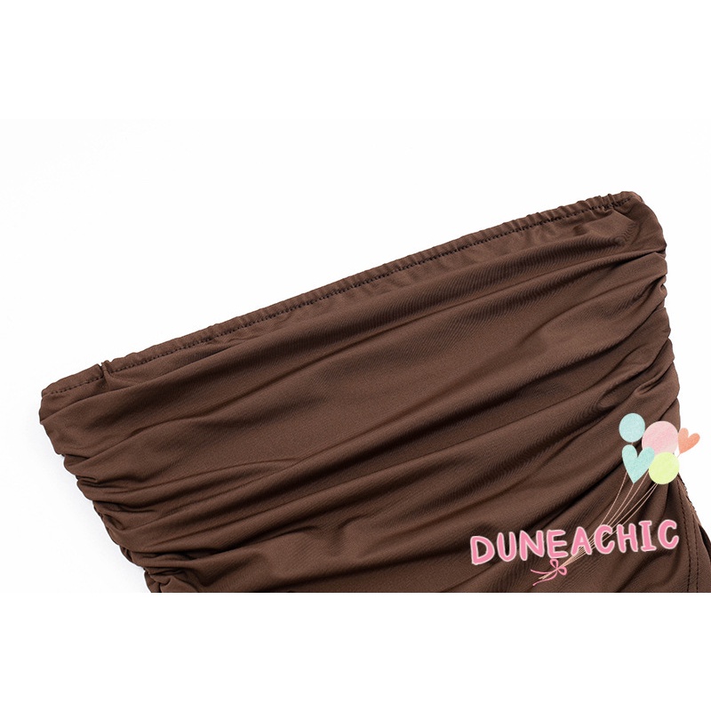 DUNEA Áo Ống Màu Trơn Thiết Kế Xẻ Tà Phong Cách Đường Phố Cá Tính Cho Nữ