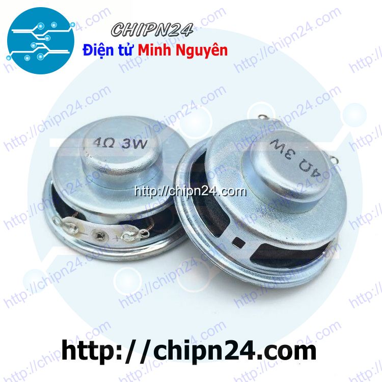 [2 CÁI] Loa 4R 3W Tròn 40mm, Loa 4 ohm - 3W Tròn đường kính 40mm