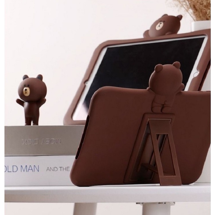 Ốp máy tính bảng bằng silicon chống rơi họa tiết gấu cho Apple iPad mini5 2 3 4 2019 air 10.5 11 inch