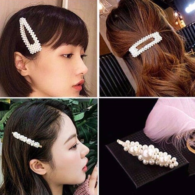 Kẹp tóc đính ngọc trai nhân tạo thiết kế thời trang dành cho nữ