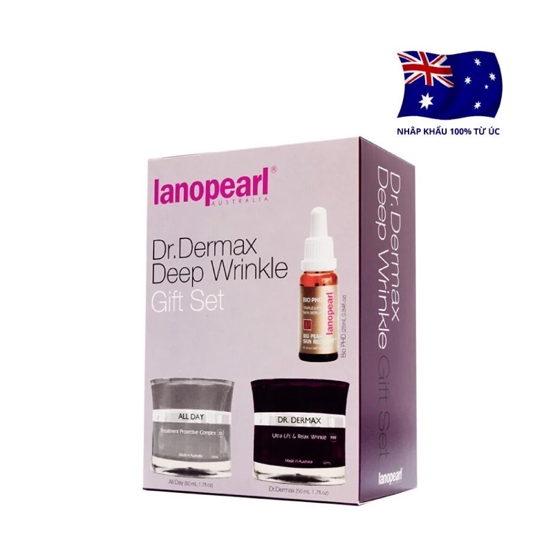 Bộ sản phẩm ngăn ngừa, chống lão hóa chuyên sâu Lanopearl Dr.Dermax Deep Wrinkle Gift Set  Úc
