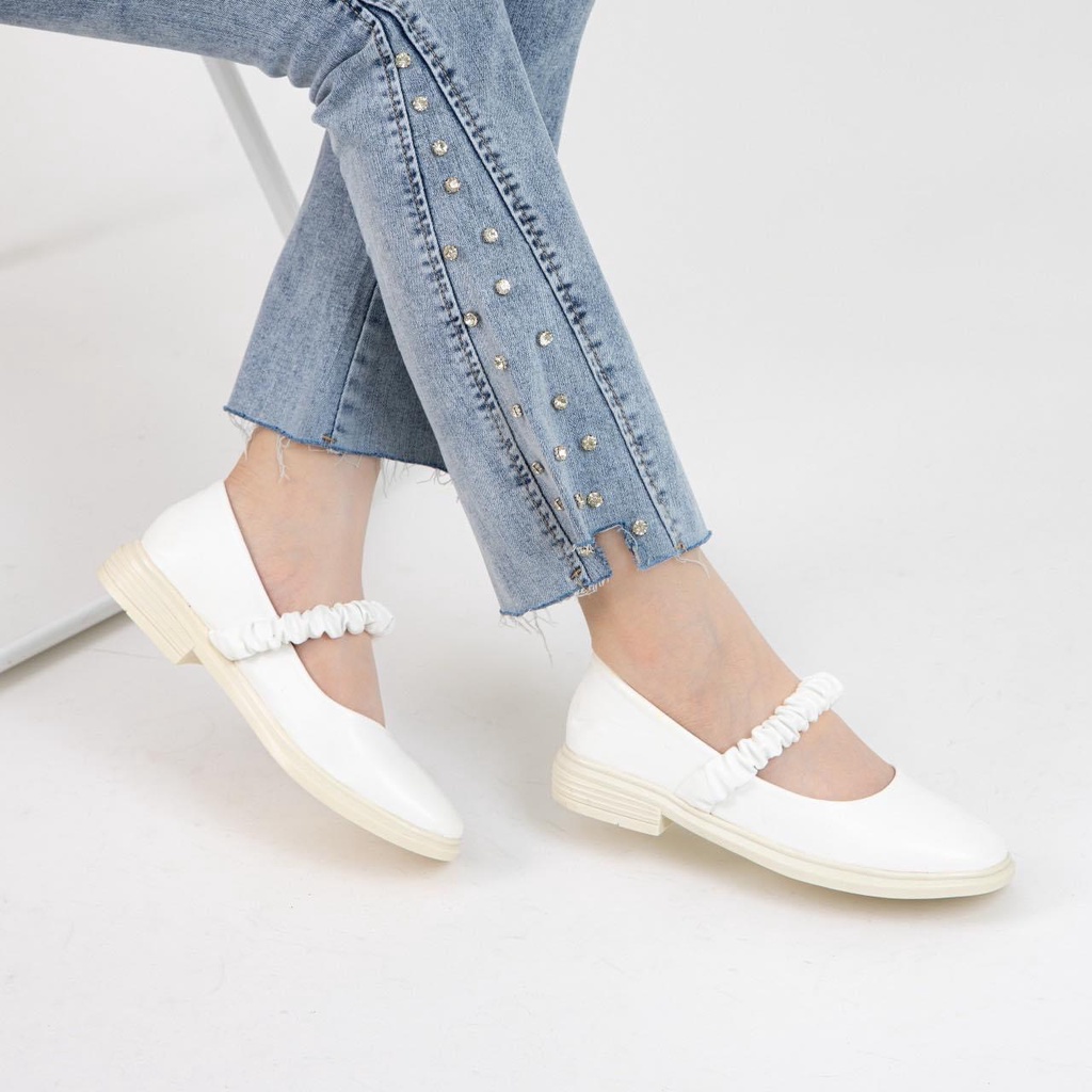 ẢNH THẠT giày búp bê- giày lolita mũi tròn da lì quai nhún ngang đế dày 2cm siêu xinh