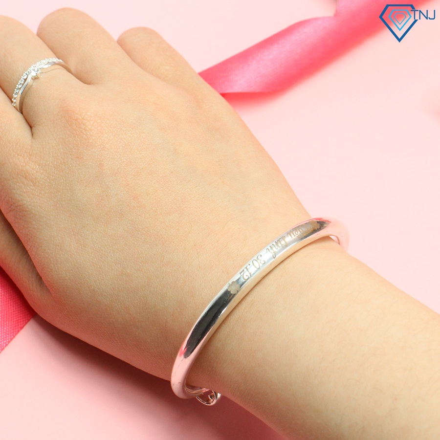 Lắc tay nữ bạc thật dạng kiềng khắc tên LTN0213 Trang Sức TNJ