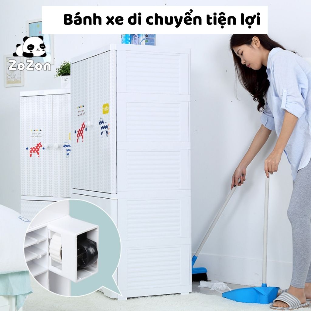 Tủ Đựng Quần Áo Cho Bé Zozon,tủ Nhựa Đựng Đồ Chơi, Mỹ Phẩm Mini Cho Trẻ Em ,em Bé Sơ Sinh 3,4,5,6 Ngăn 2 Cánh Có Bánh Xe