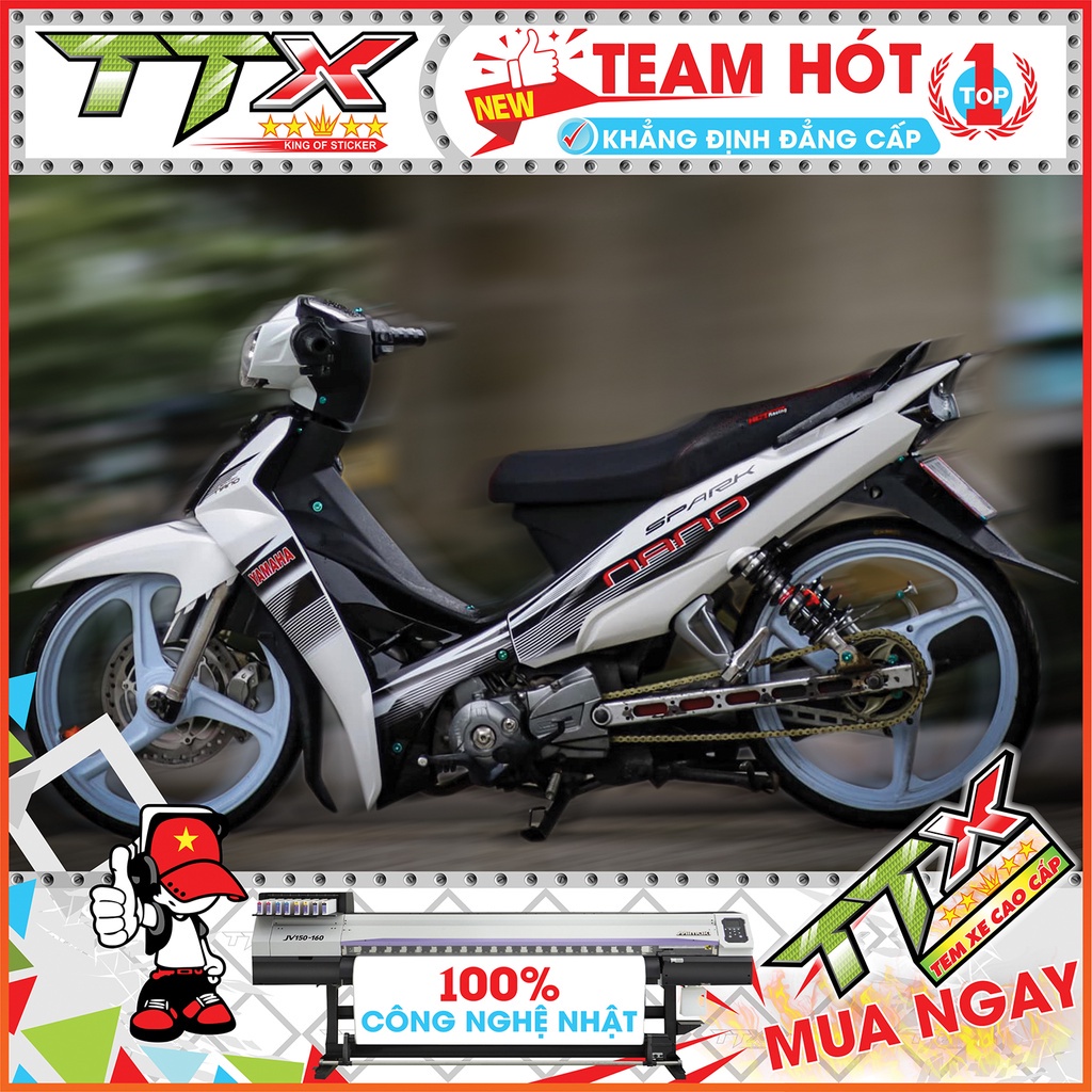 ☍Tem chế sirius nano đen , Team rời spack dán xe màu trắng siêu đẹp Shop TTX (S0052/00)