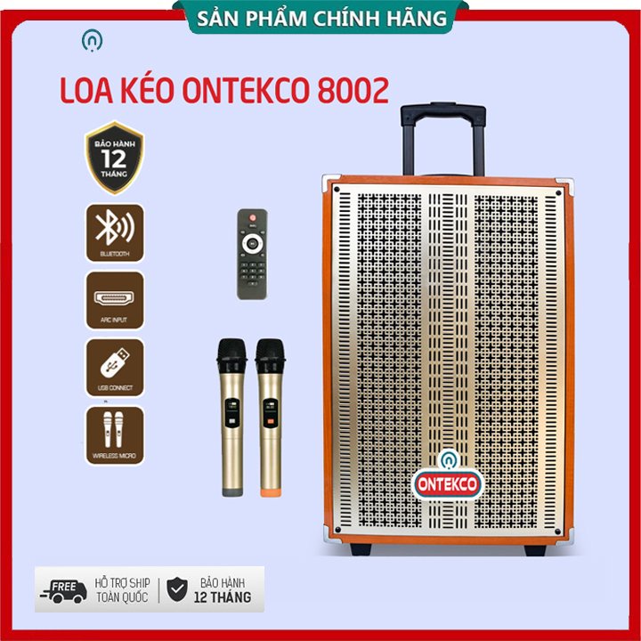 Loa kéo model 8002 kèm 2 micro karaoke chuyên nghiệp thương hiệu Ontekco Bảo hành 12 tháng