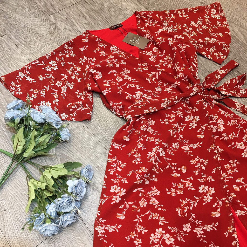 Đầm bầu đẹp Jasmine Dress vải voan mềm, họa tiết hoa nhí đi du lịch, đi chơi thiết kế bởi LAMME