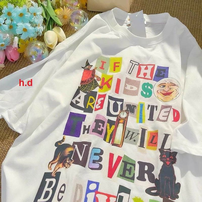 Áo Thun Cổ Tròn Chữ Cái Phom Rộng Basic Phong Cách Ulzzang ❤  Áo Cộc Tay Chất Liệu Cotton Unisex nam nữ