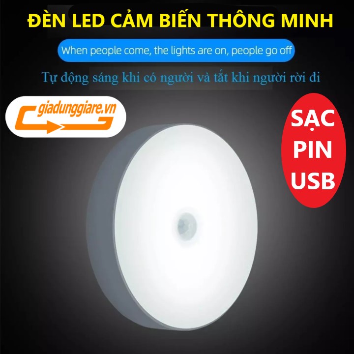 Đèn LED CẢM ỨNG chuyển động thông minh tự động bật tắt đèn ngủ cảm biến nhạy sử dụng pin sạc USB dùng dán tường đa năng