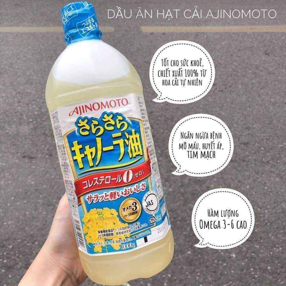 Dầu ăn hoa cải Ajinomoto 1000gr Nhật Bản, dầu ăn hữu cơ an toàn sức khỏe [11/2024]