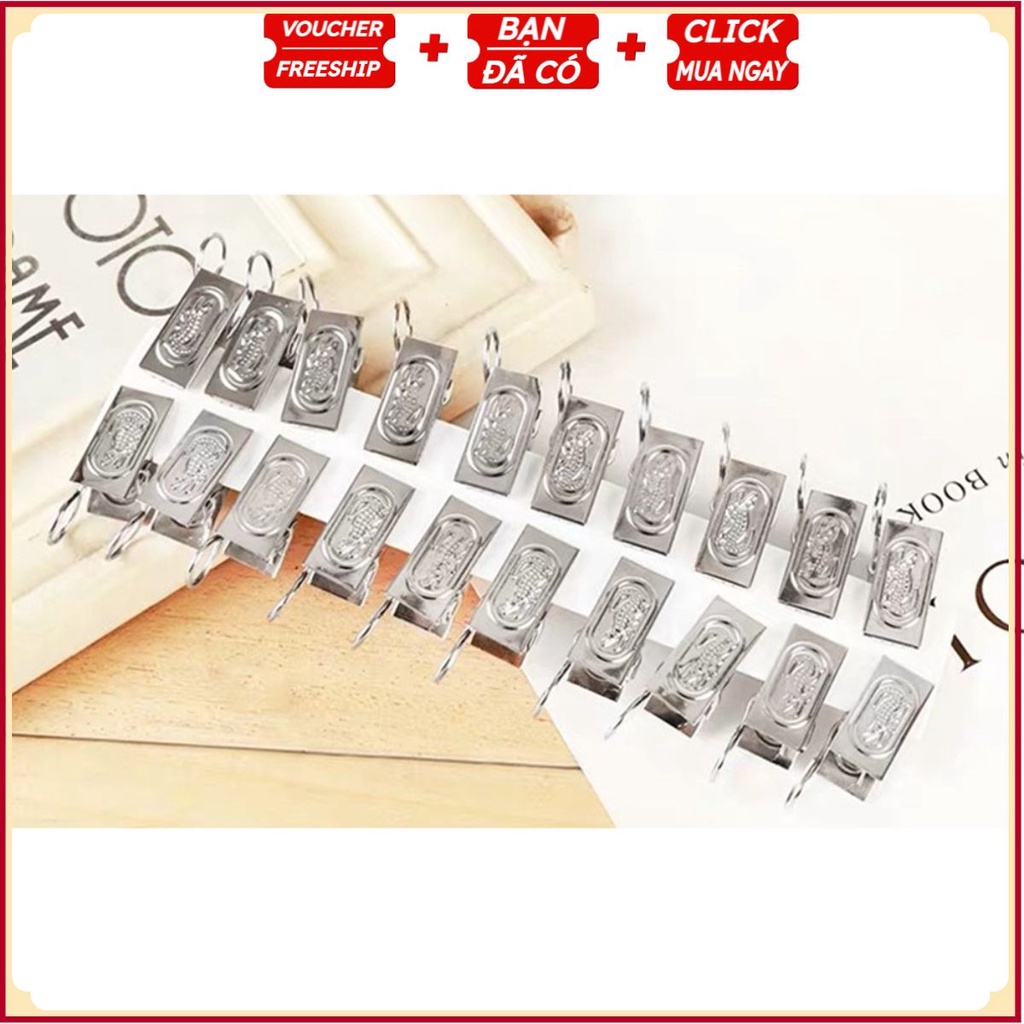 Set 20 Kẹp Phơi Quần Áo Sắt Có Móc Tròn (1 Túi 20 Kẹp)